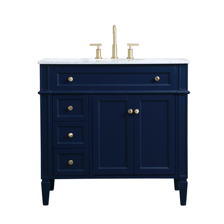 ELEGANT DECOR 36 Inch Single Bathroom Vanity In Blue VF12536BL